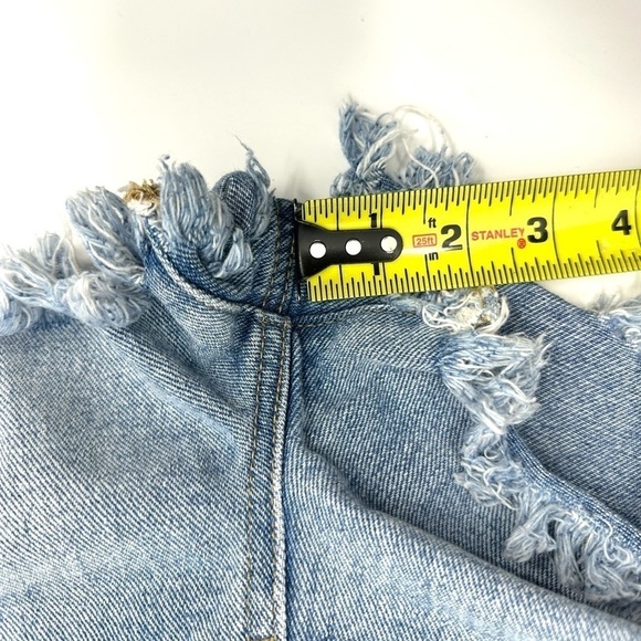 Pacsun Distressed Denim Overalls Shortalls Sz Small Cutoff Hem Jumper - Picture 10 of 11